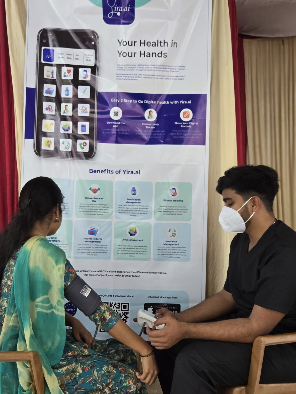 YIRA health information stand at a workplace camp